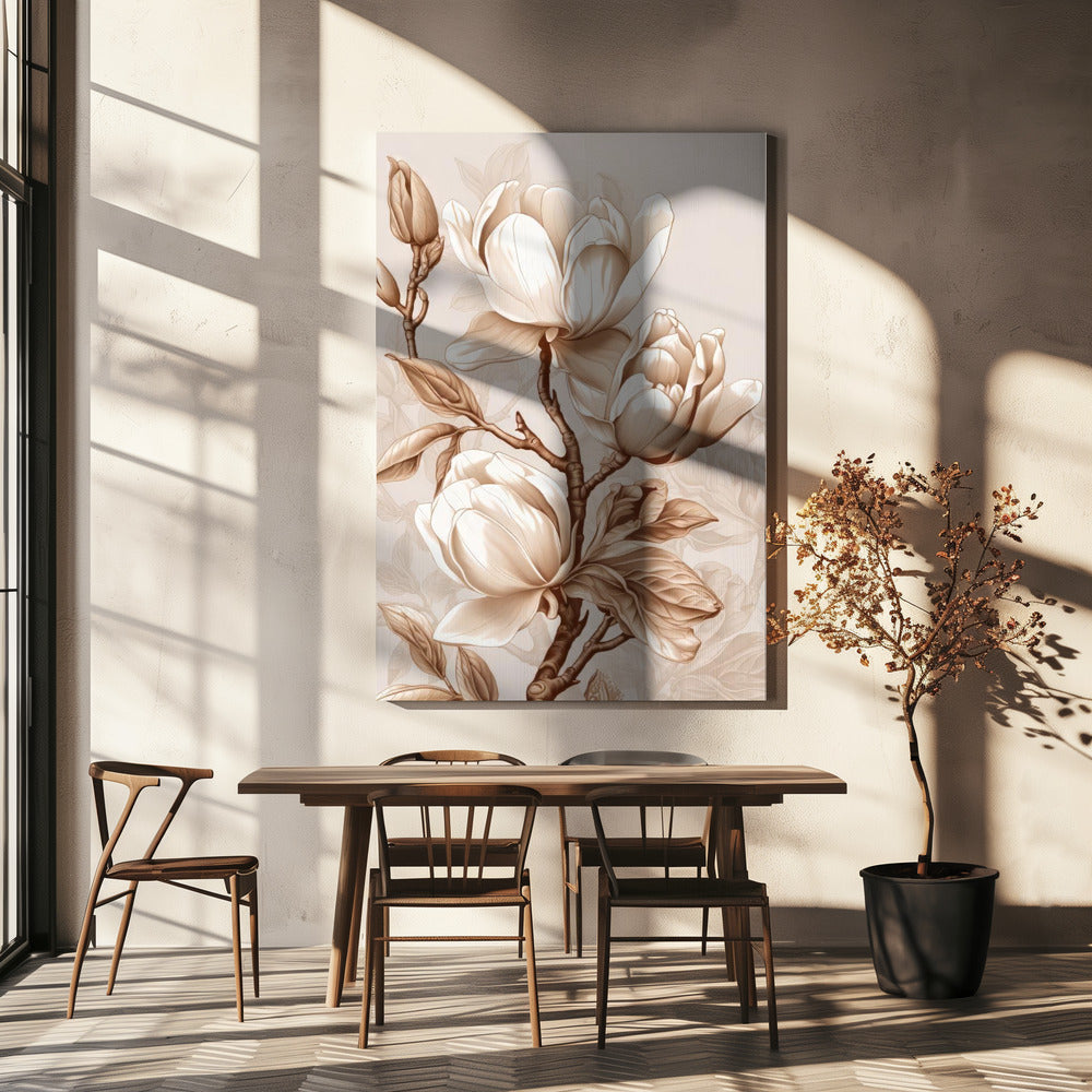 Beige Flowers 2 by Bilge Paksoylu-canvas-DECOROLALA