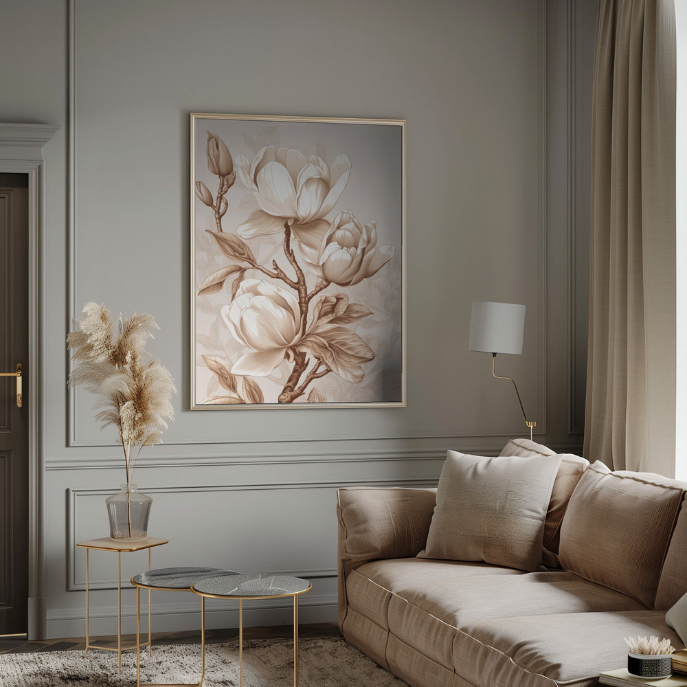 Beige Flowers 2 by Bilge Paksoylu-canvas-DECOROLALA