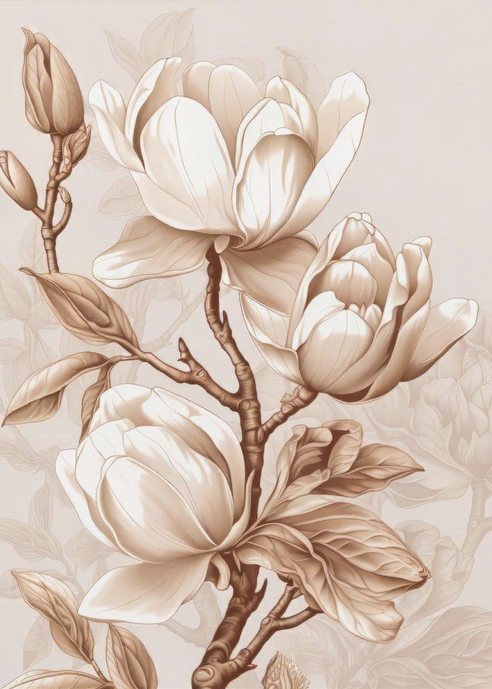 Beige Flowers 2 by Bilge Paksoylu-canvas-DECOROLALA