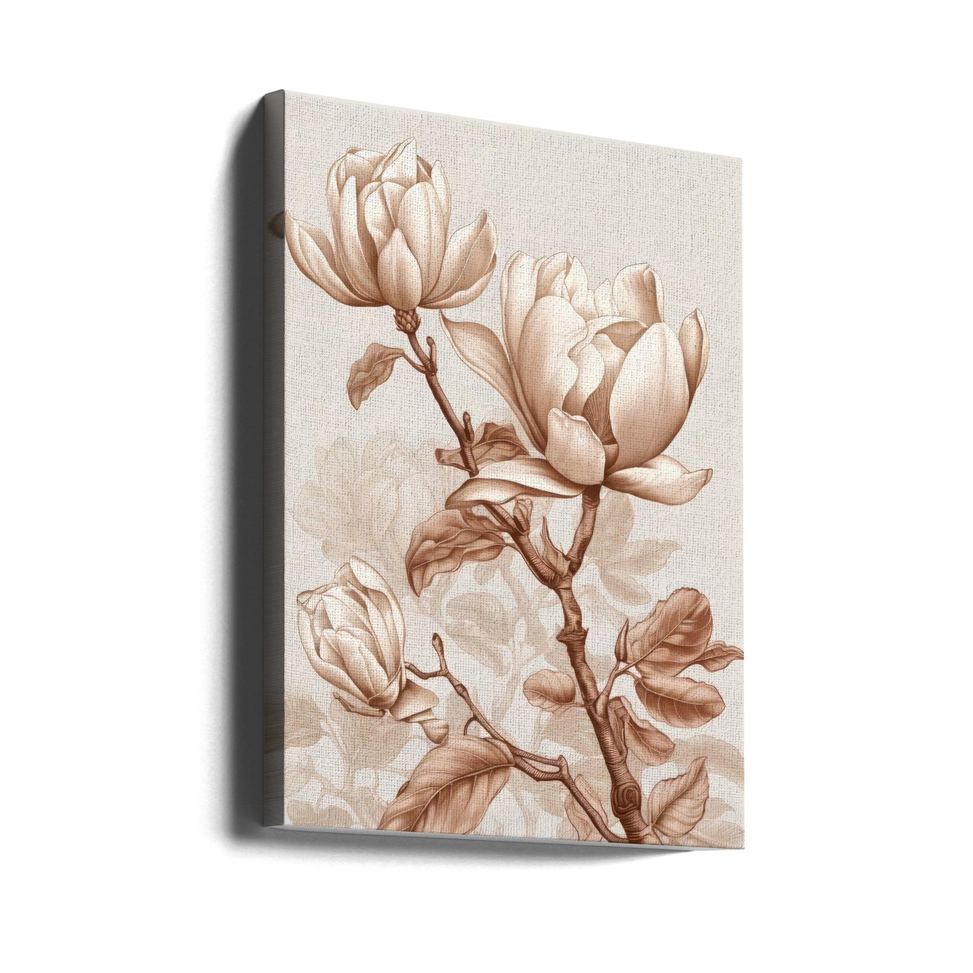 Beige Flowers 3 Wall Art by Bilge Paksoylu-canvas-DECOROLALA