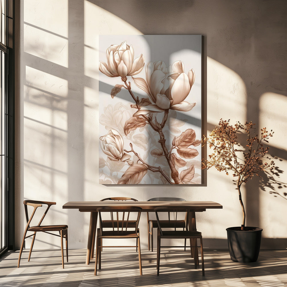 Beige Flowers 3 Wall Art by Bilge Paksoylu-canvas-DECOROLALA