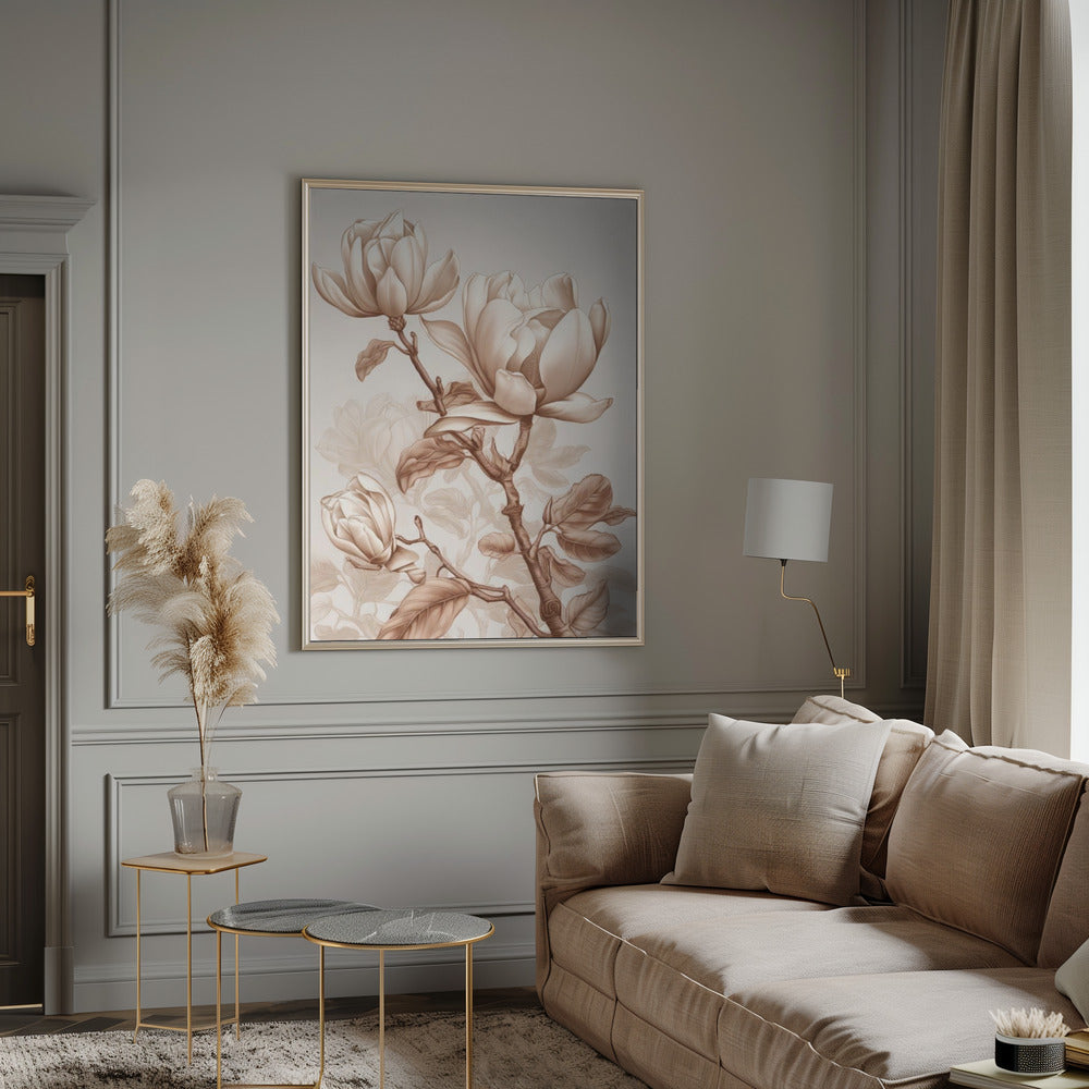 Beige Flowers 3 Wall Art by Bilge Paksoylu-canvas-DECOROLALA