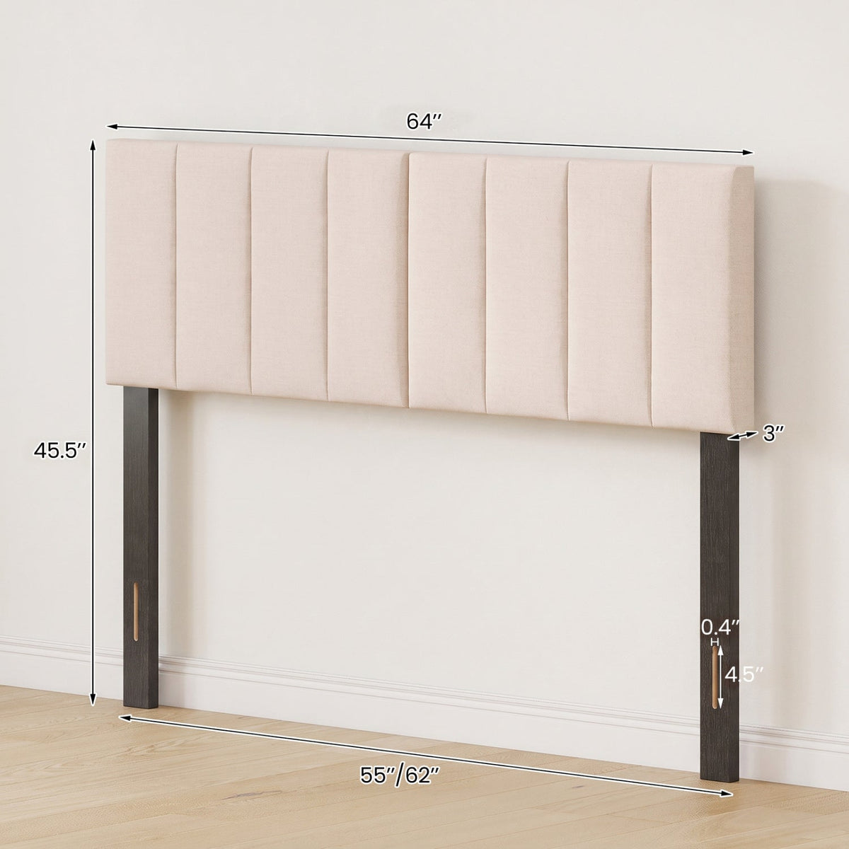 Beige Linen Upholstered Headboard - Adjustable Full/Queen Size-Headboards-DECOROLALA