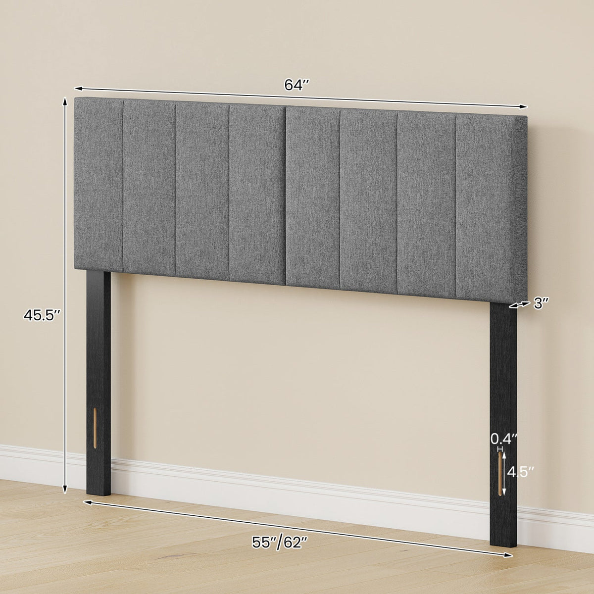 Beige Linen Upholstered Headboard - Adjustable Full/Queen Size-Headboards-DECOROLALA
