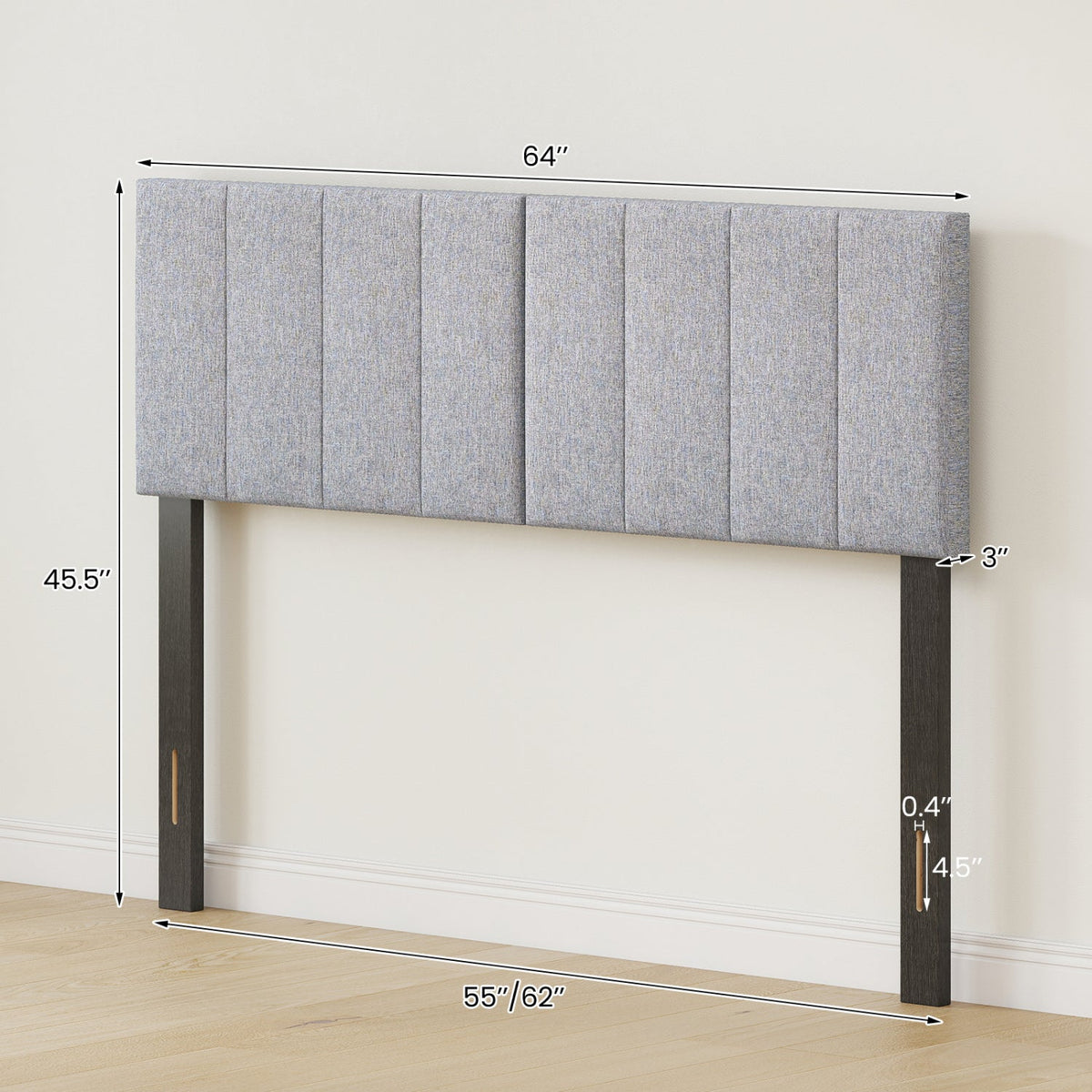 Beige Linen Upholstered Headboard - Adjustable Full/Queen Size-Headboards-DECOROLALA