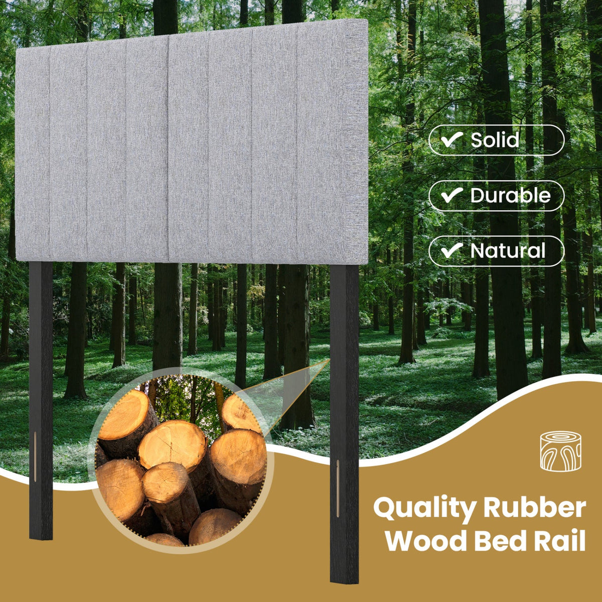 Beige Linen Upholstered Headboard - Adjustable Full/Queen Size-Headboards-DECOROLALA