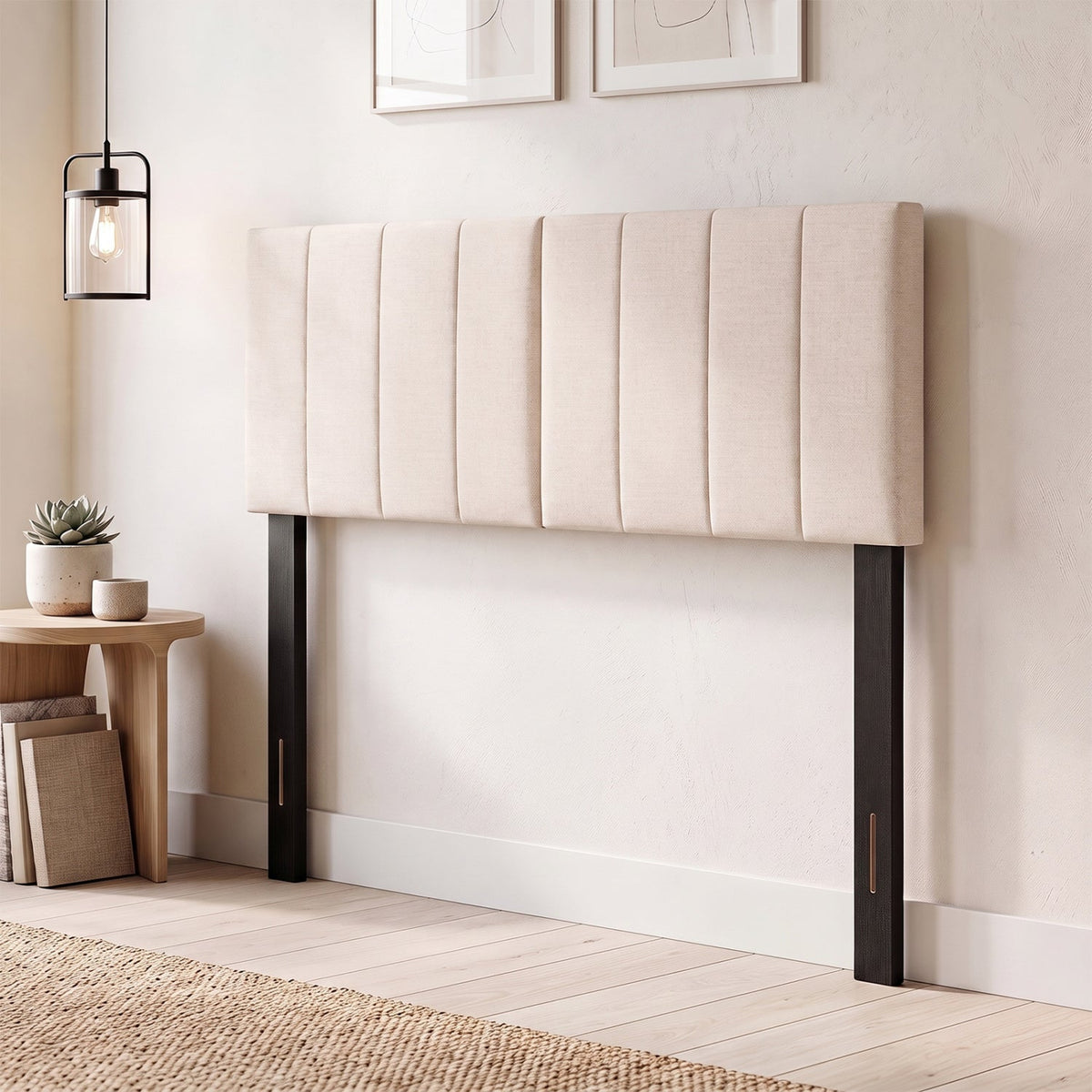 Beige Linen Upholstered Headboard - Adjustable Full/Queen Size-Headboards-DECOROLALA