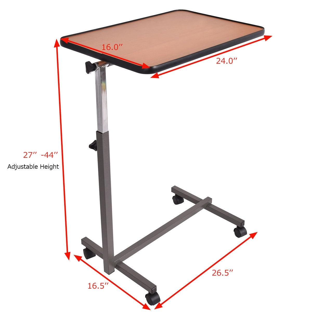 Beige Overbed Rolling Table Food Tray-End & Side Tables-DECOROLALA