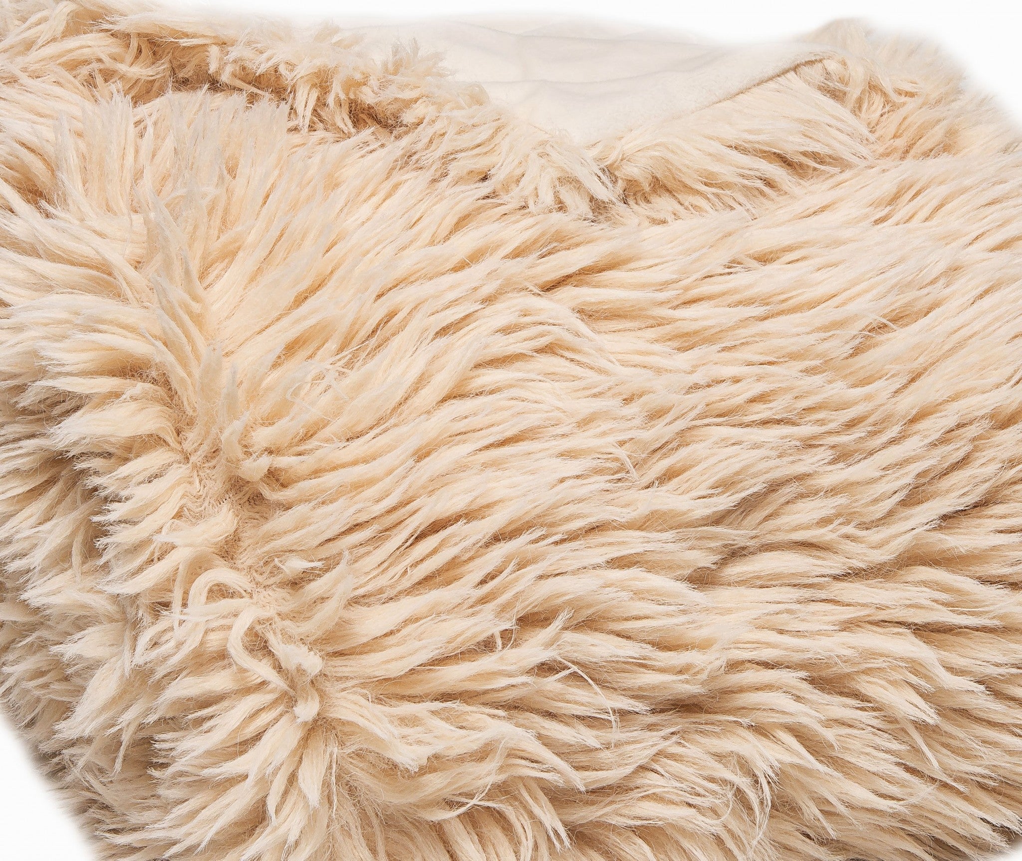 Beige Wool Solid Color Plush Throw-Throws & Blankets-DECOROLALA