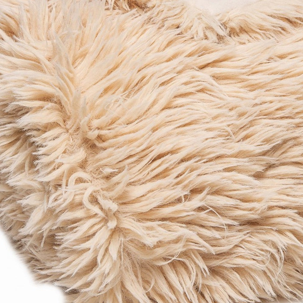 Beige Wool Solid Color Plush Throw-Throws & Blankets-DECOROLALA