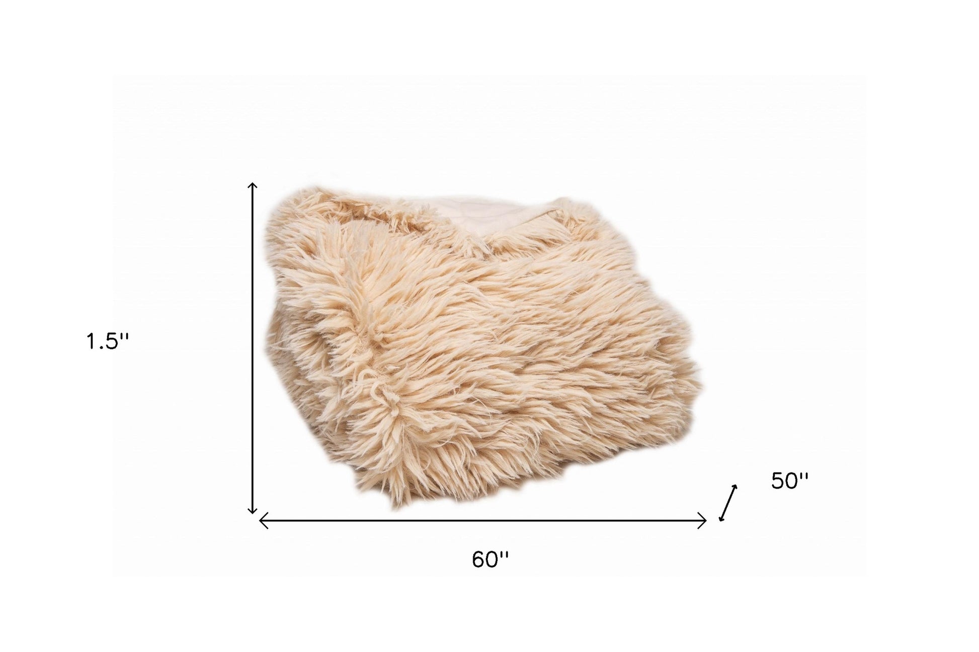 Beige Wool Solid Color Plush Throw-Throws & Blankets-DECOROLALA