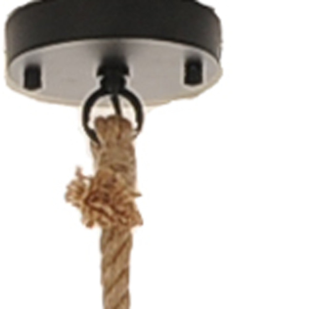 Beige and Black Iron and Rope Ceiling Light-Chandeliers-DECOROLALA