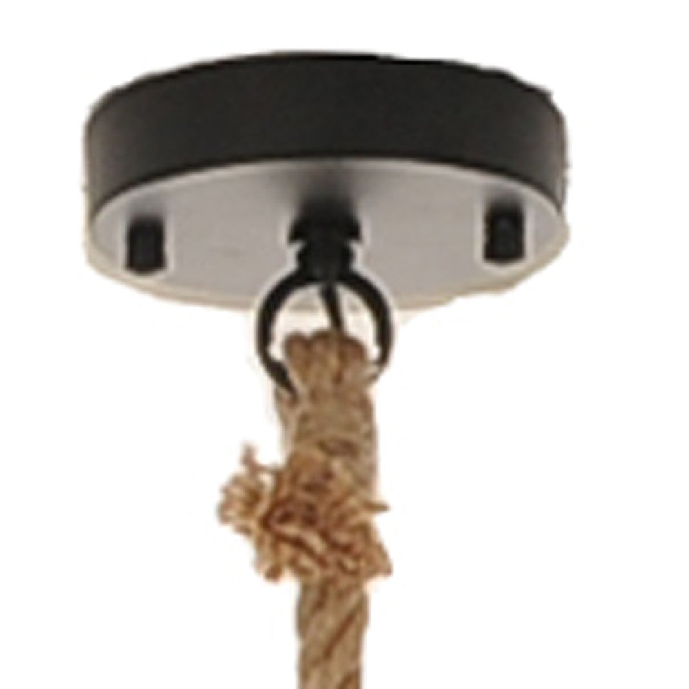 Beige and Black Iron and Rope Ceiling Light-Chandeliers-DECOROLALA