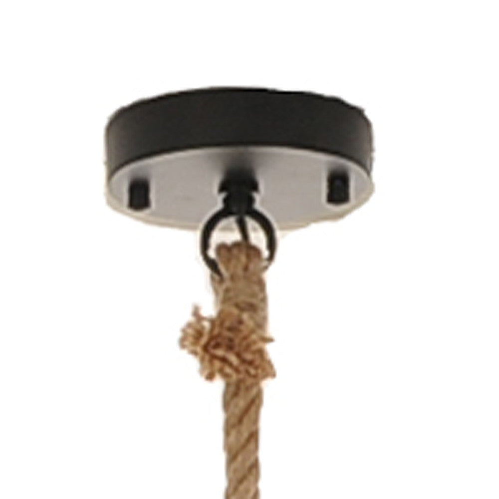 Beige and Black Iron and Rope Ceiling Light-Chandeliers-DECOROLALA