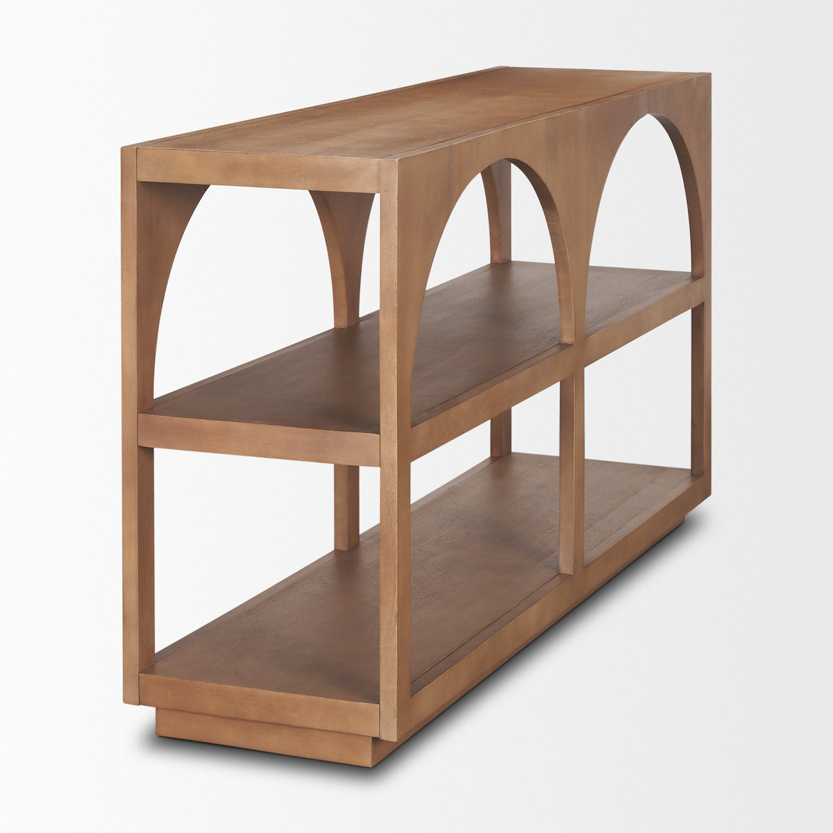 Bela 54" Arched Console Table Medium Brown Wood-Media Console-DECOROLALA