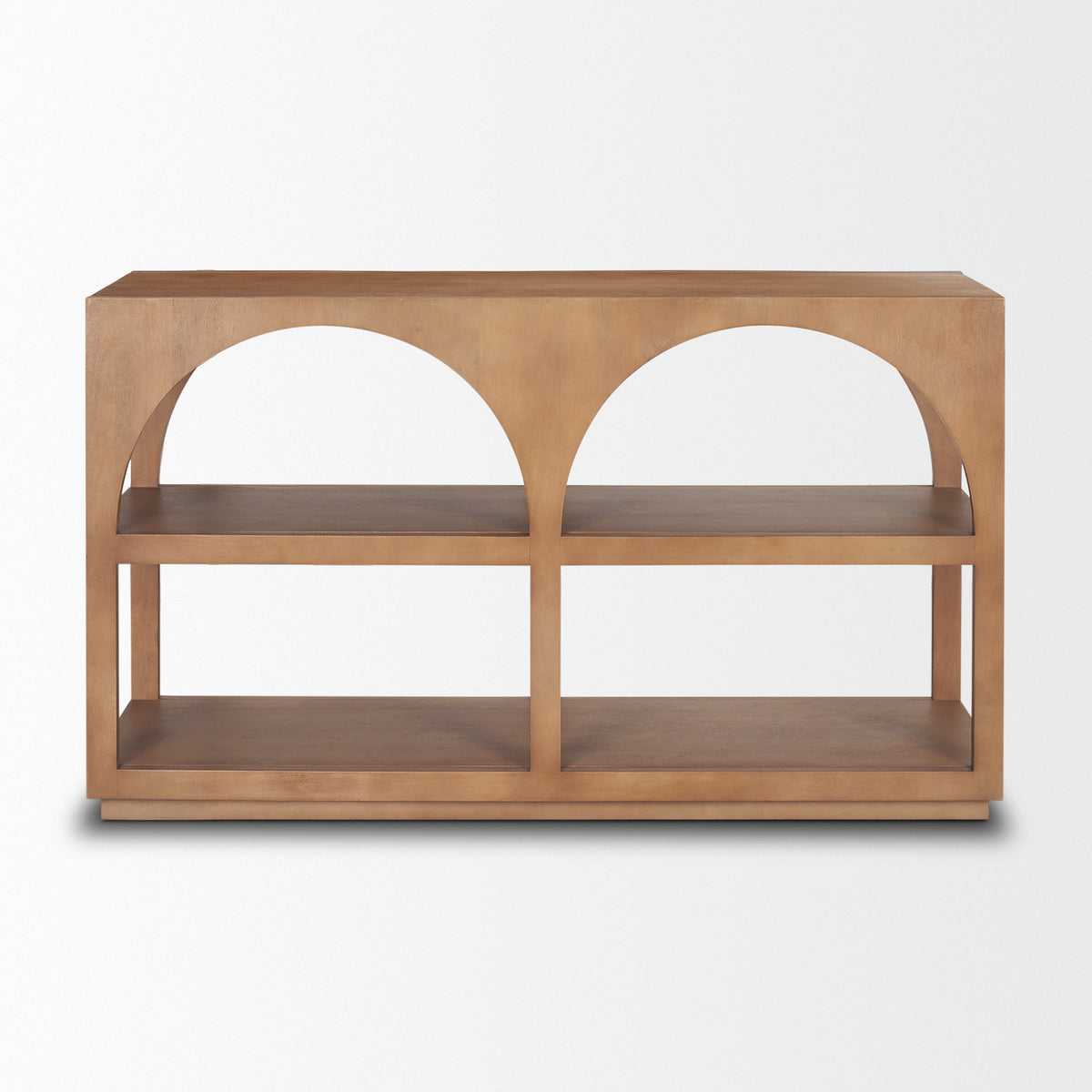 Bela 54" Arched Console Table Medium Brown Wood-Media Console-DECOROLALA