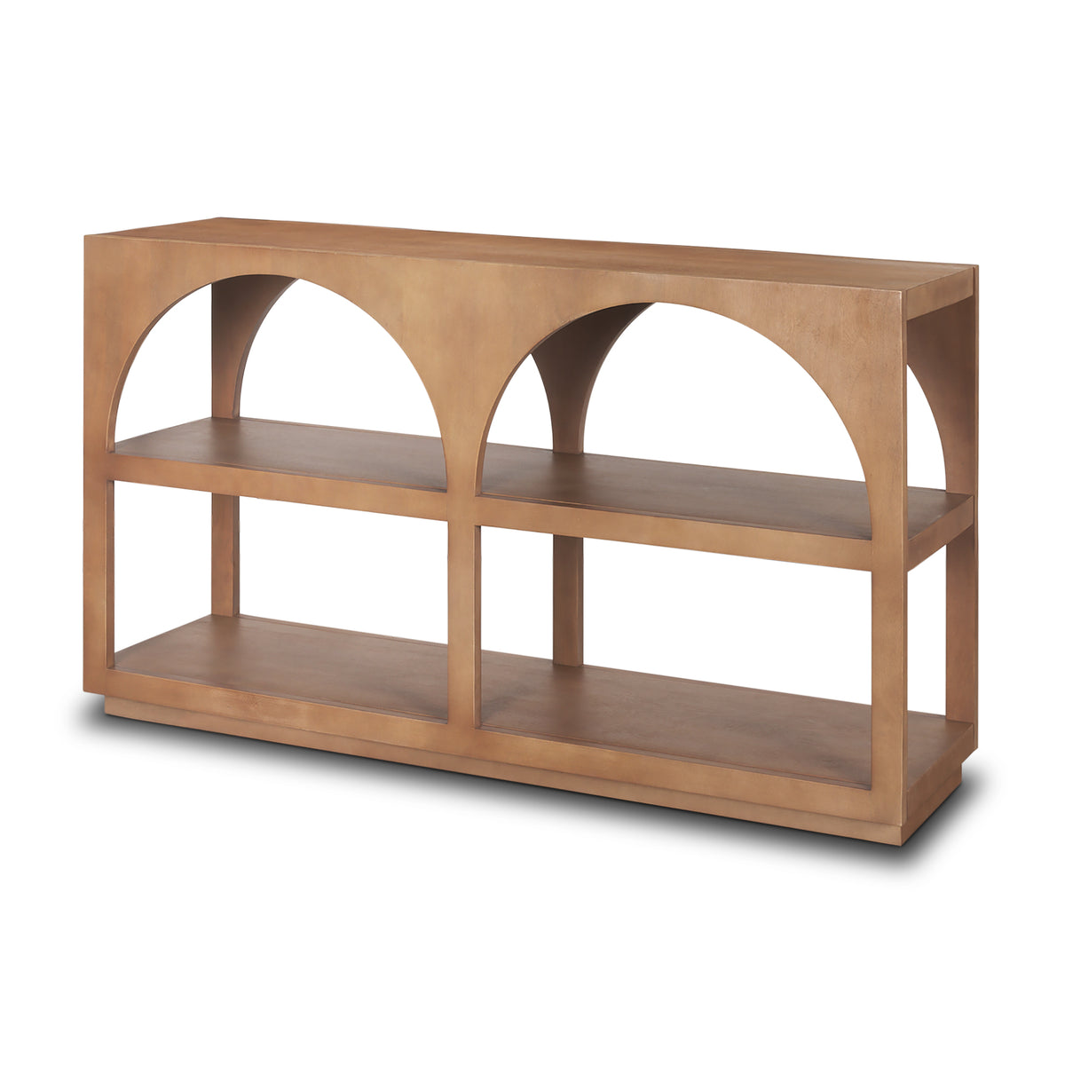 Bela 54" Arched Console Table Medium Brown Wood-Media Console-DECOROLALA
