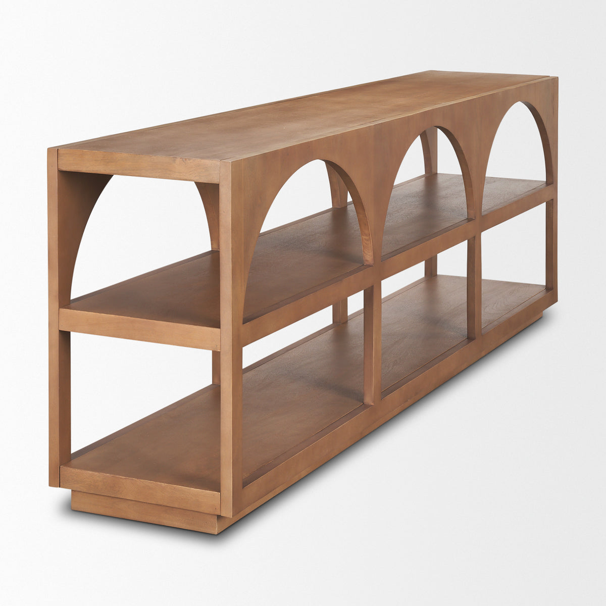 Bela 80" Medium Brown Wood Arched Console Table-Media Console-DECOROLALA