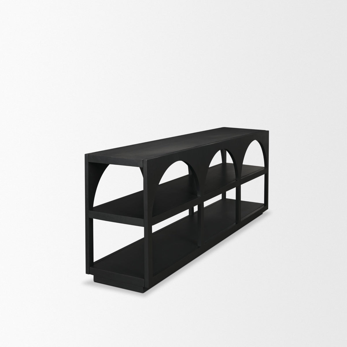 Bela 80" Medium Brown Wood Arched Console Table-Media Console-DECOROLALA