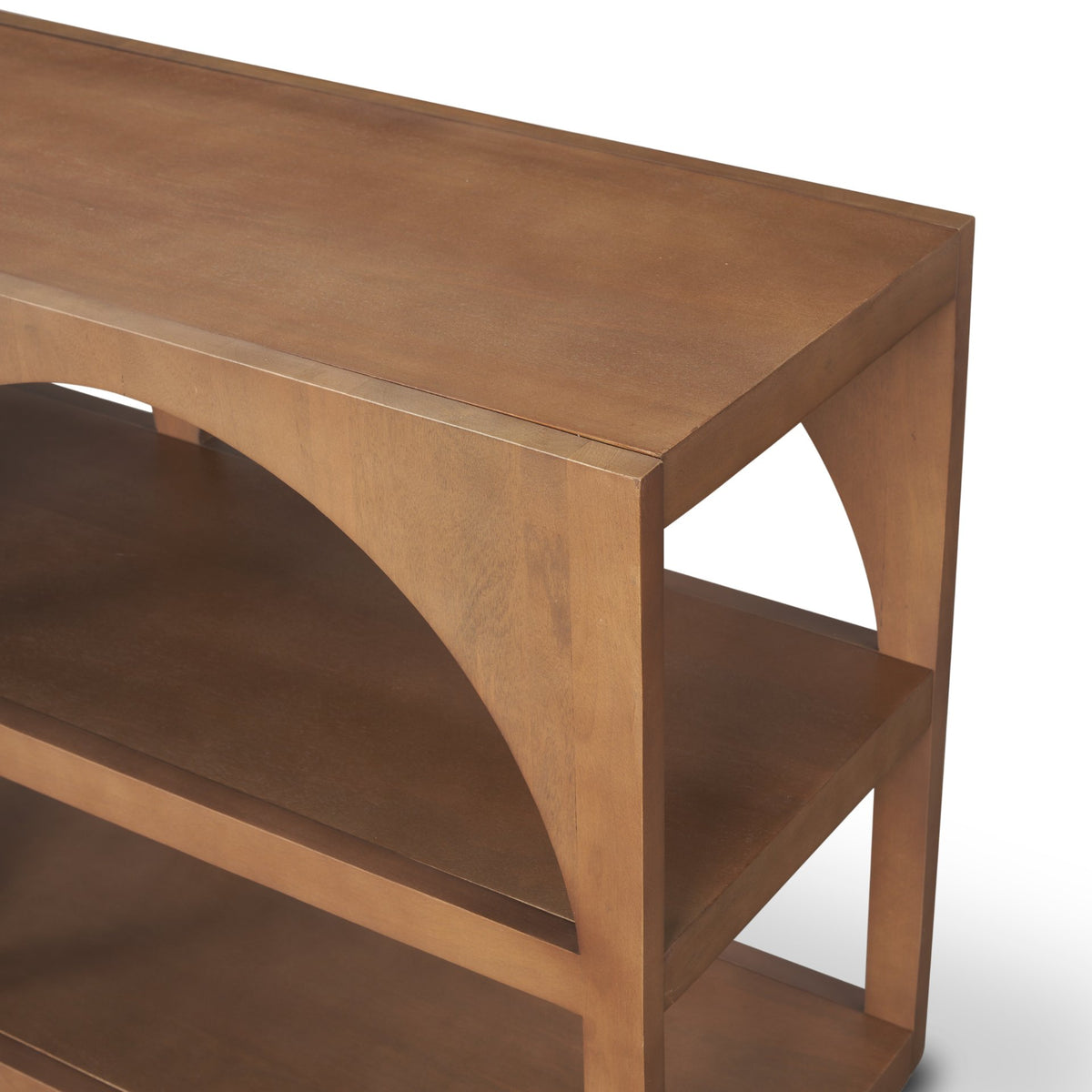 Bela 80" Medium Brown Wood Arched Console Table-Media Console-DECOROLALA