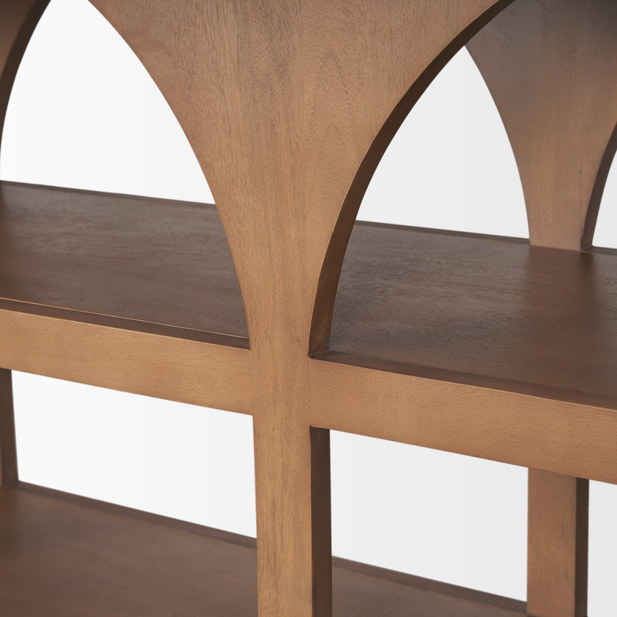 Bela 80" Medium Brown Wood Arched Console Table-Media Console-DECOROLALA