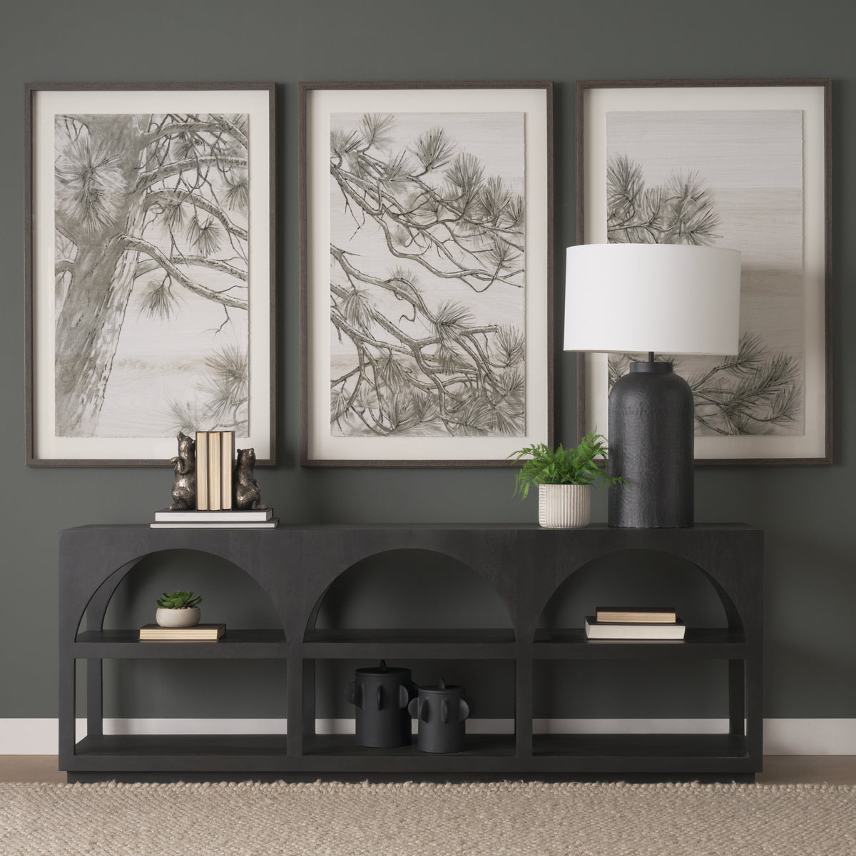 Bela 80" Medium Brown Wood Arched Console Table-Media Console-DECOROLALA