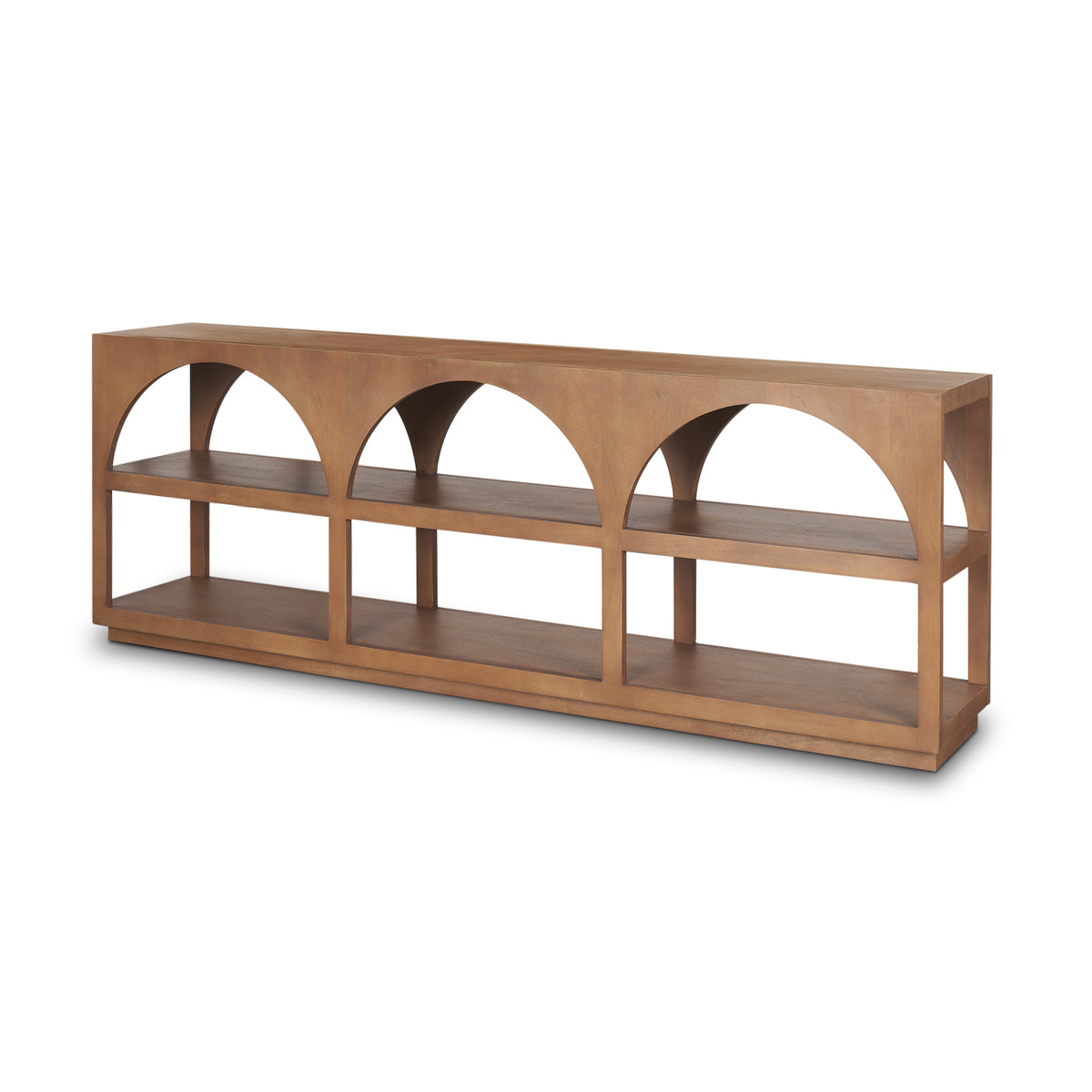 Bela 80" Medium Brown Wood Arched Console Table-Media Console-DECOROLALA