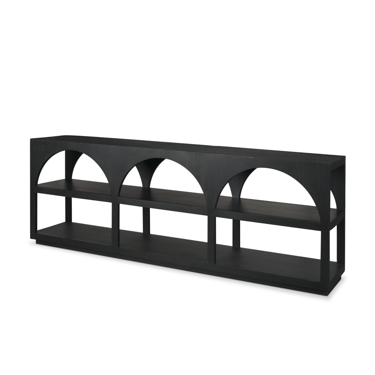 Bela 80" Medium Brown Wood Arched Console Table-Media Console-DECOROLALA
