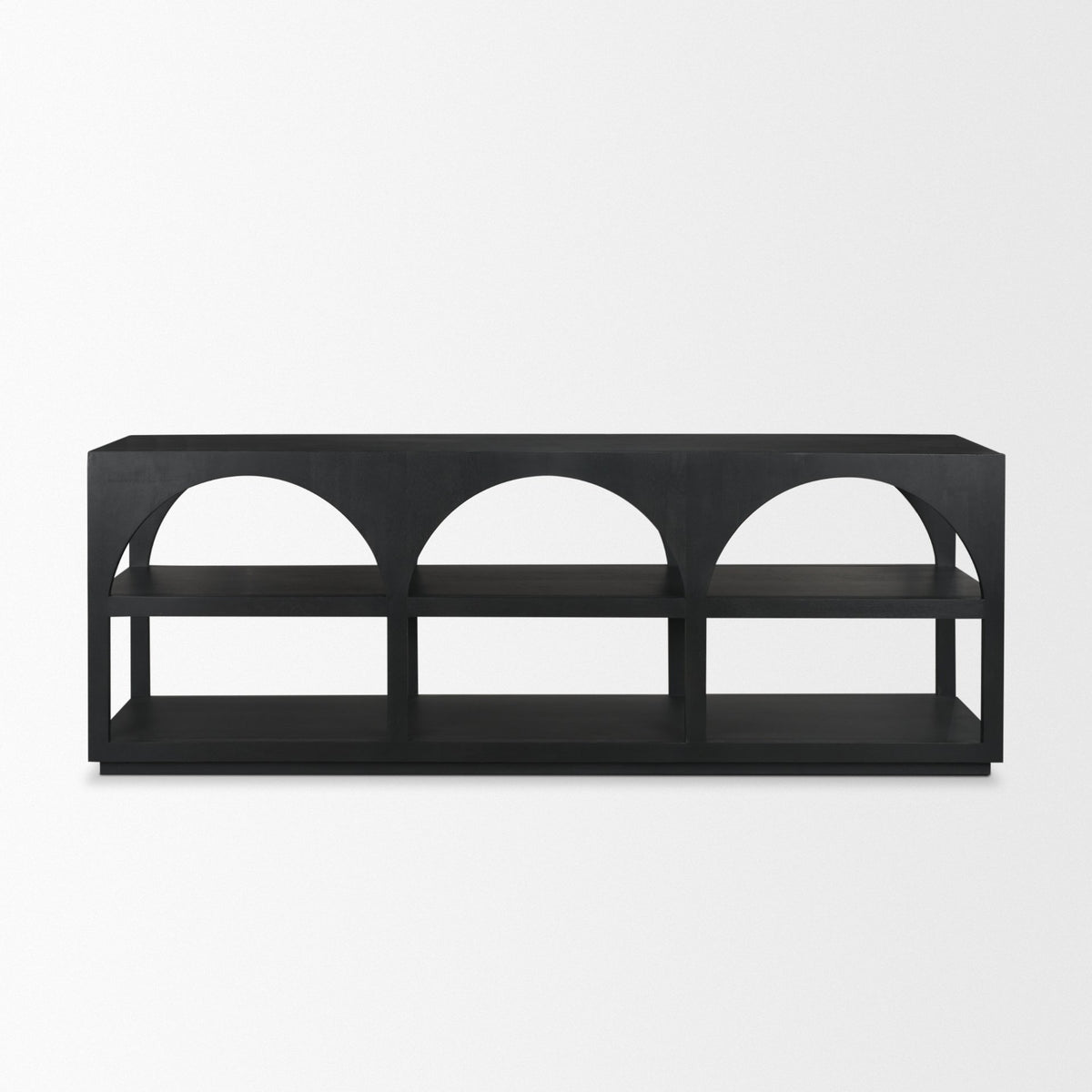 Bela 80" Medium Brown Wood Arched Console Table-Media Console-DECOROLALA