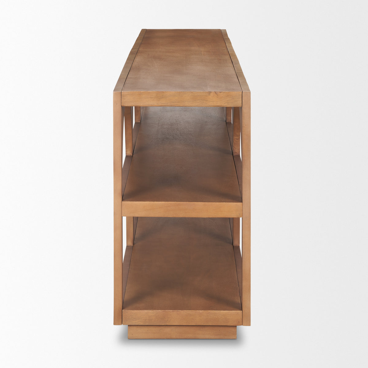 Bela 80" Medium Brown Wood Arched Console Table-Media Console-DECOROLALA