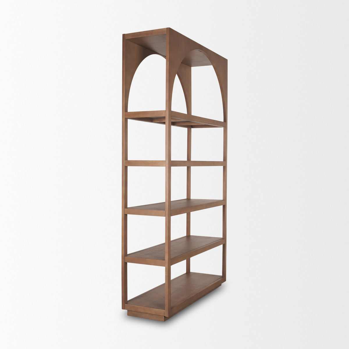 Bela Arched Shelving Unit Medium Brown Wood-Shelving-DECOROLALA