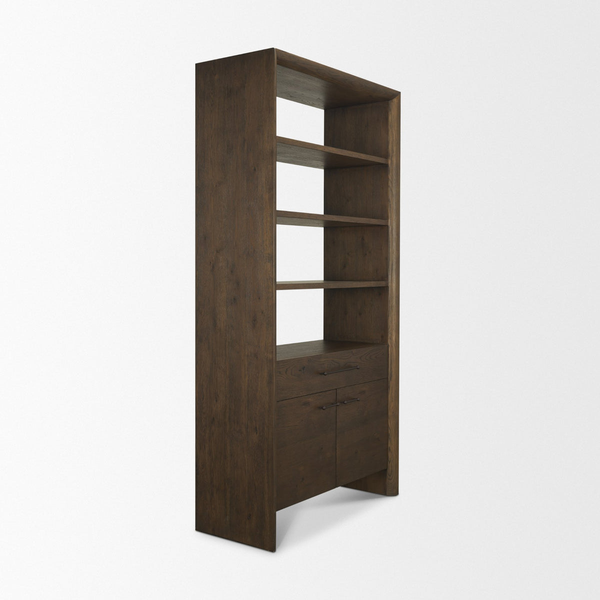 Belford 2-Door Open Dark Brown Oak Wood Shelving Unit-Shelving-DECOROLALA