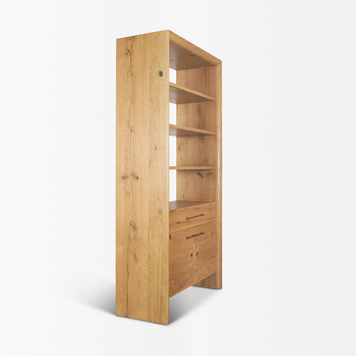 Belford 2-Door Open Dark Brown Oak Wood Shelving Unit-Shelving-DECOROLALA