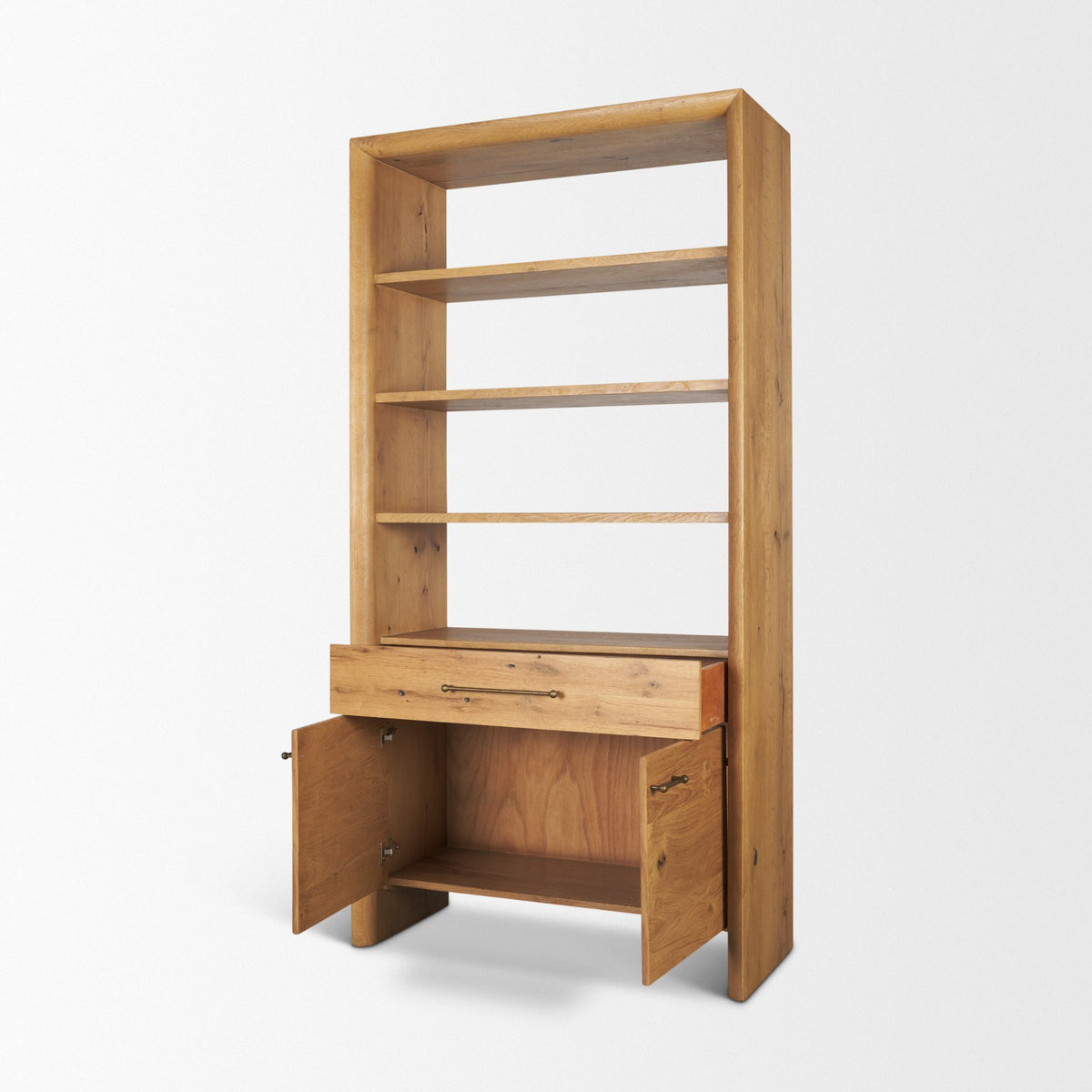 Belford 2-Door Open Dark Brown Oak Wood Shelving Unit-Shelving-DECOROLALA