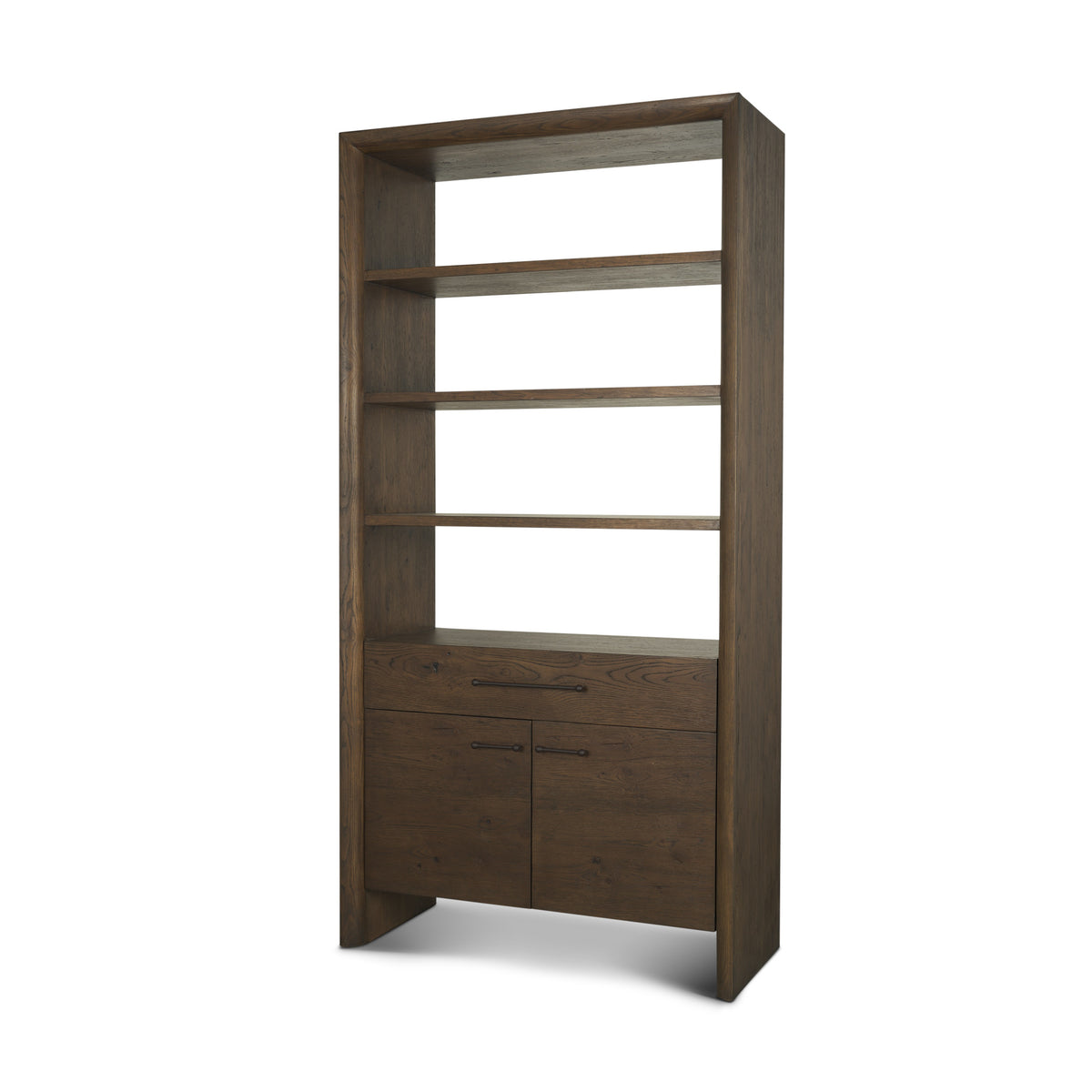 Belford 2-Door Open Dark Brown Oak Wood Shelving Unit-Shelving-DECOROLALA