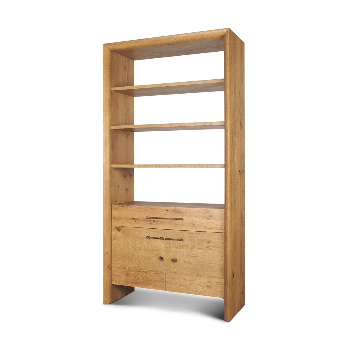 Belford 2-Door Open Dark Brown Oak Wood Shelving Unit-Shelving-DECOROLALA