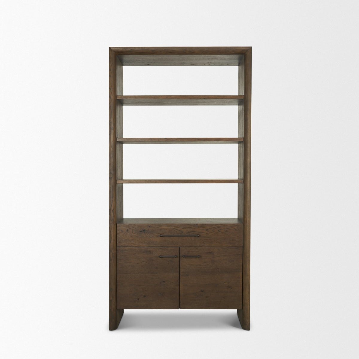 Belford 2-Door Open Dark Brown Oak Wood Shelving Unit-Shelving-DECOROLALA