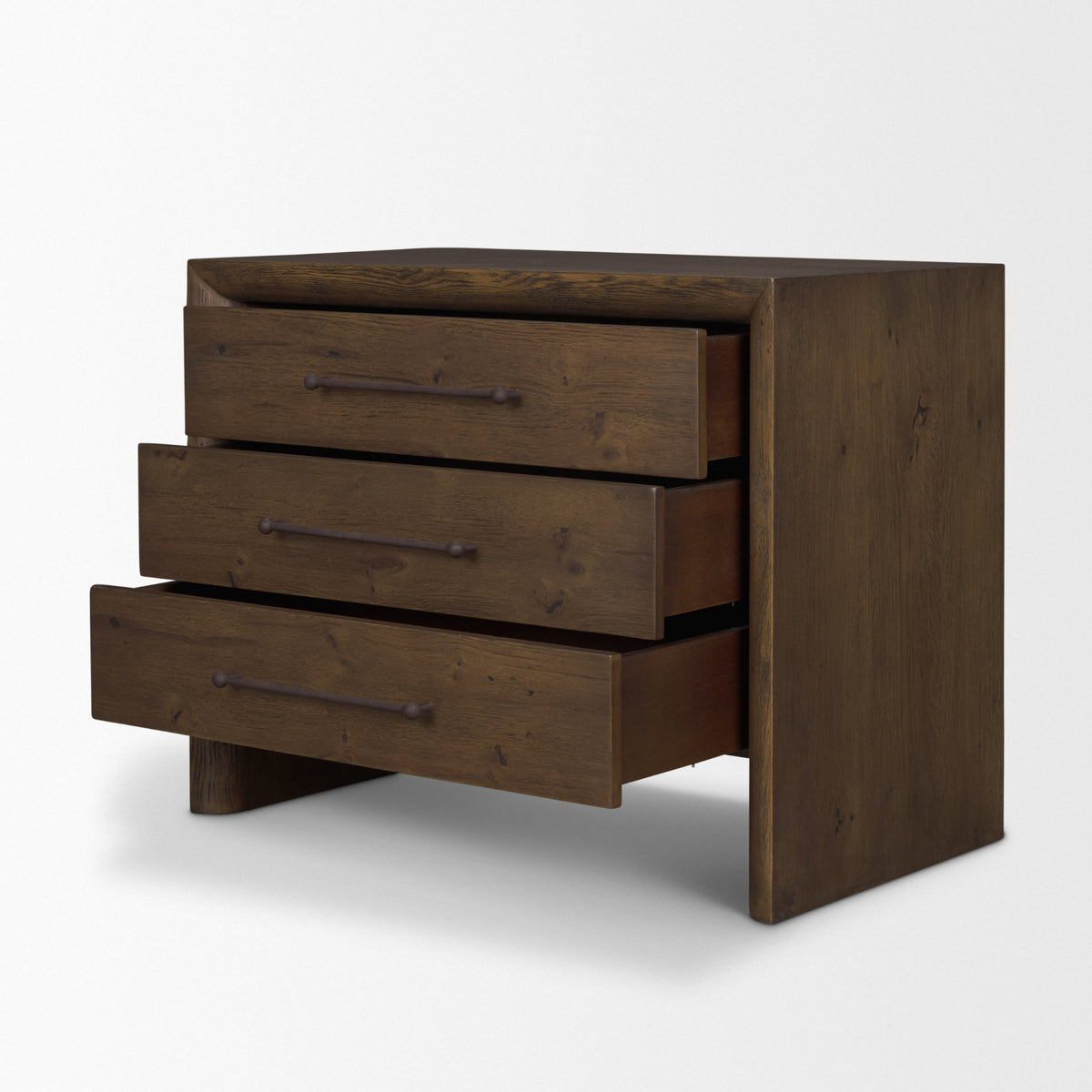 Belford 3-Drawer Oak Wood Closed Nightstand-Accent Cabinets & Chests-DECOROLALA