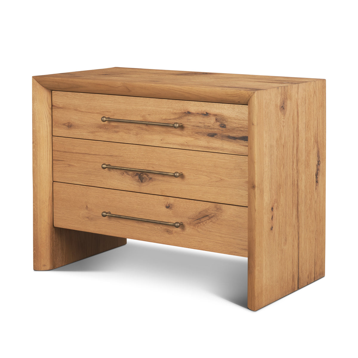 Belford 3-Drawer Oak Wood Closed Nightstand-Accent Cabinets & Chests-DECOROLALA