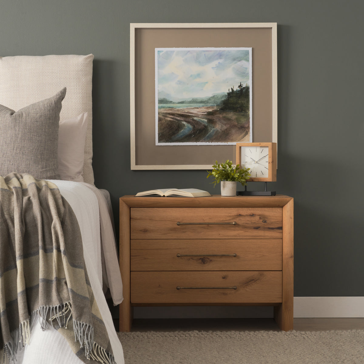Belford 3-Drawer Oak Wood Closed Nightstand-Accent Cabinets & Chests-DECOROLALA