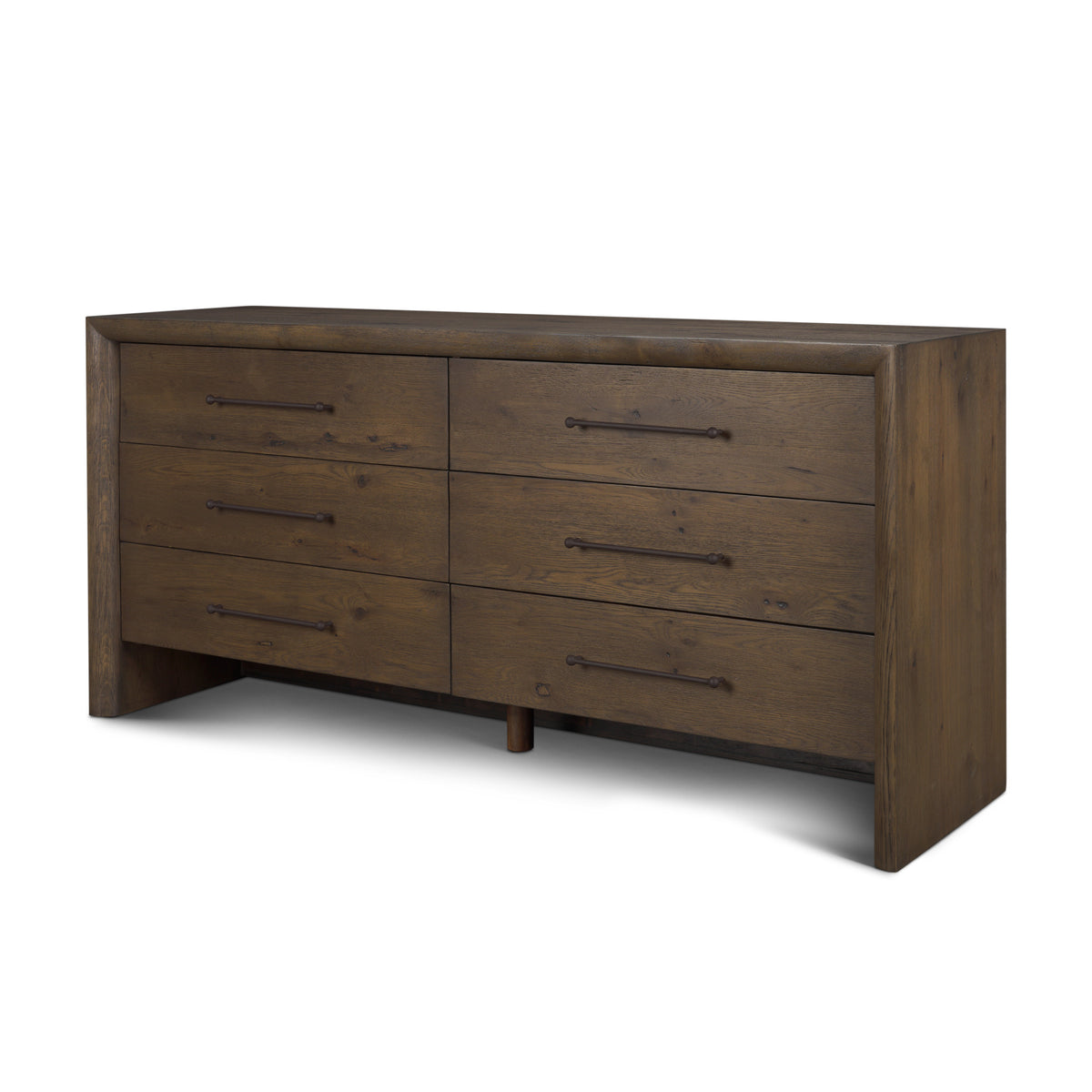 Belford 6-Drawer Dark Brown Oak Wood Dresser-Dressers-DECOROLALA