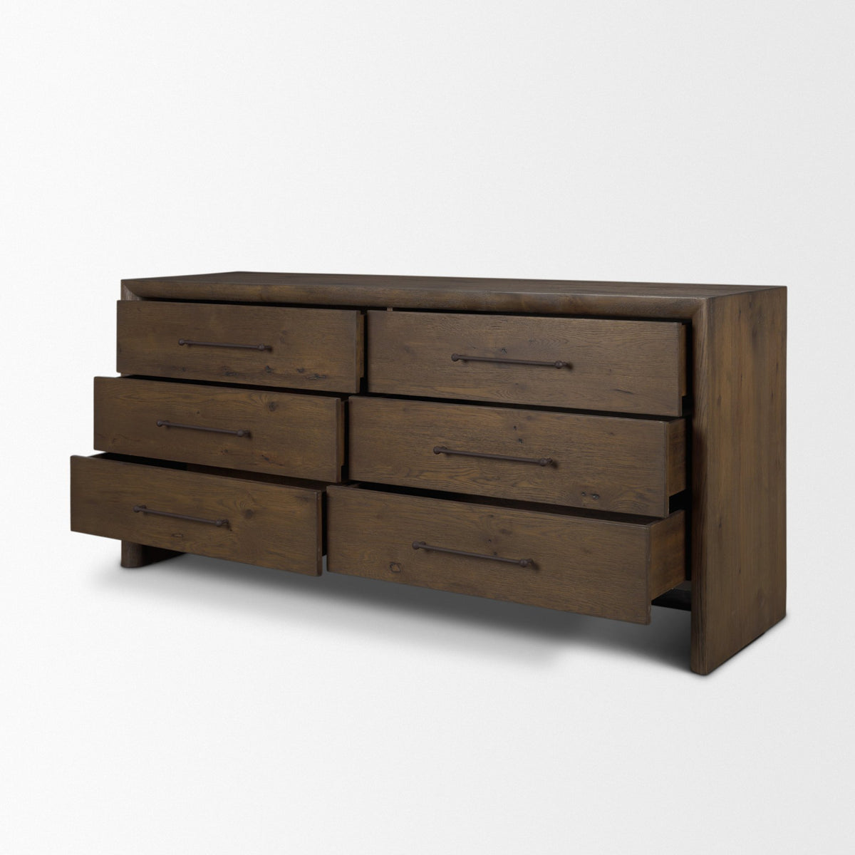 Belford 6-Drawer Dark Brown Oak Wood Dresser-Dressers-DECOROLALA
