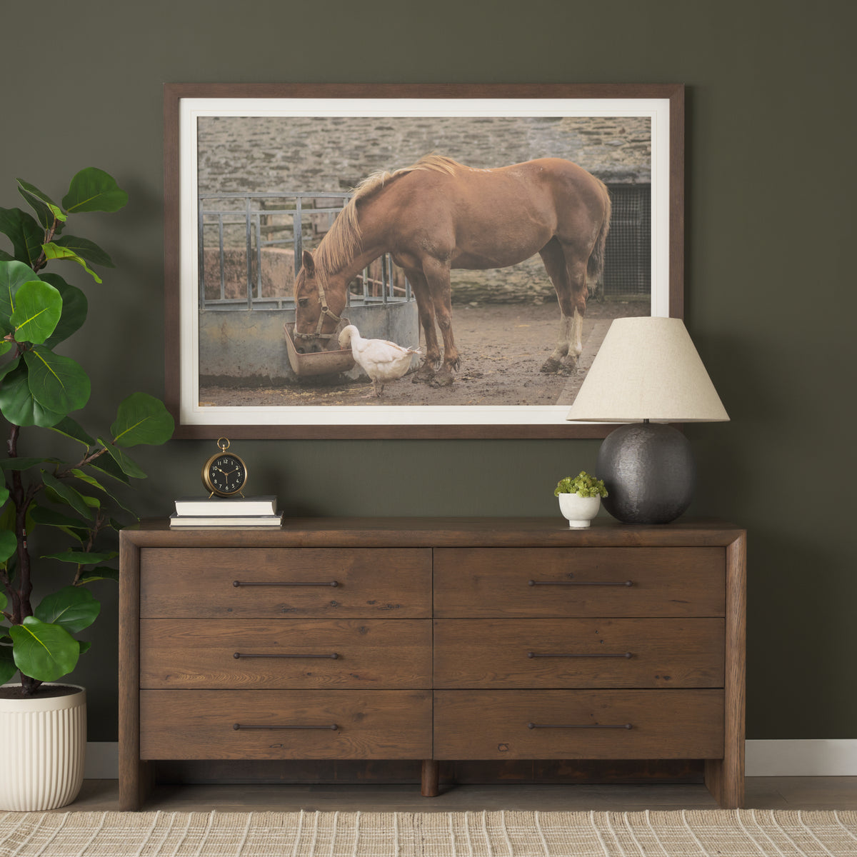 Belford 6-Drawer Dark Brown Oak Wood Dresser-Dressers-DECOROLALA