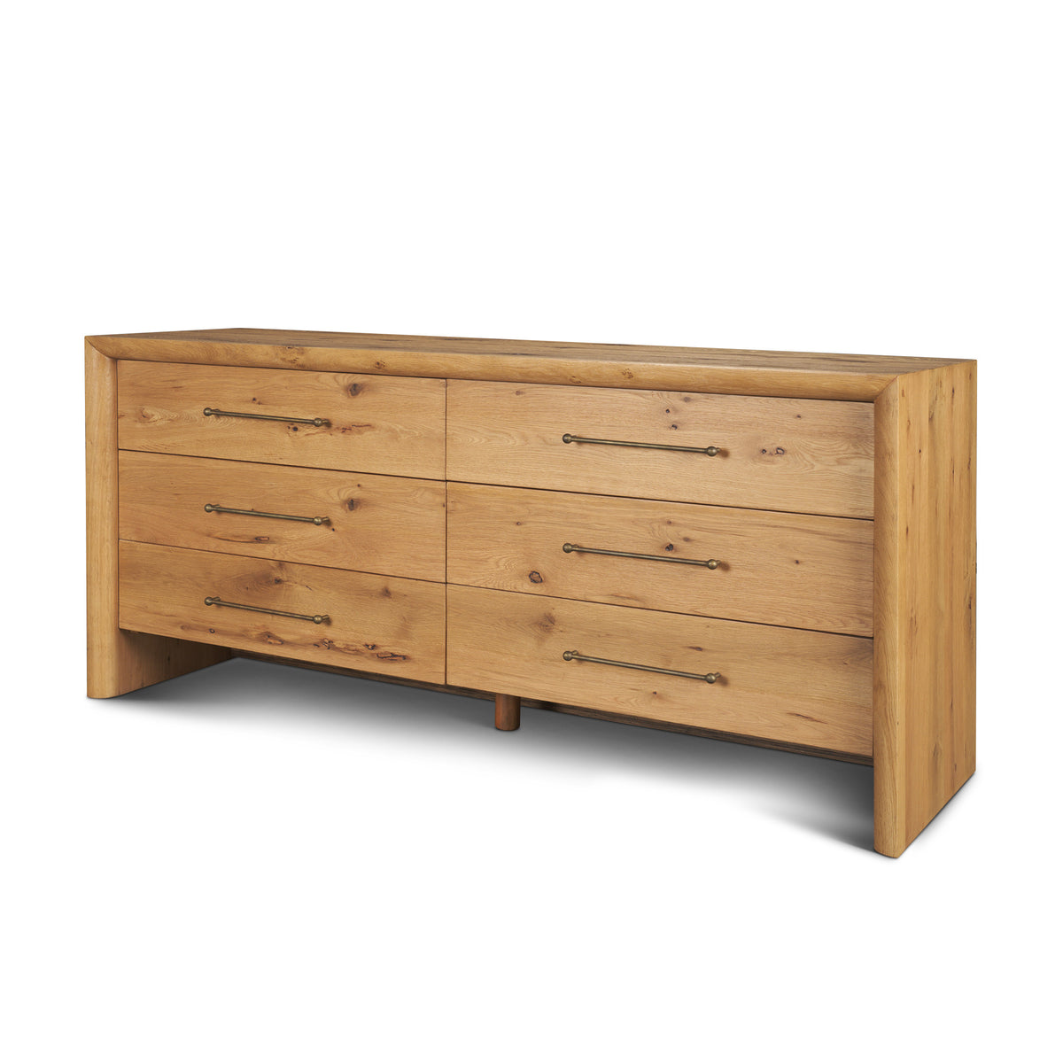 Belford 6-Drawer Light Brown Oak Wood Dresser-Dressers-DECOROLALA