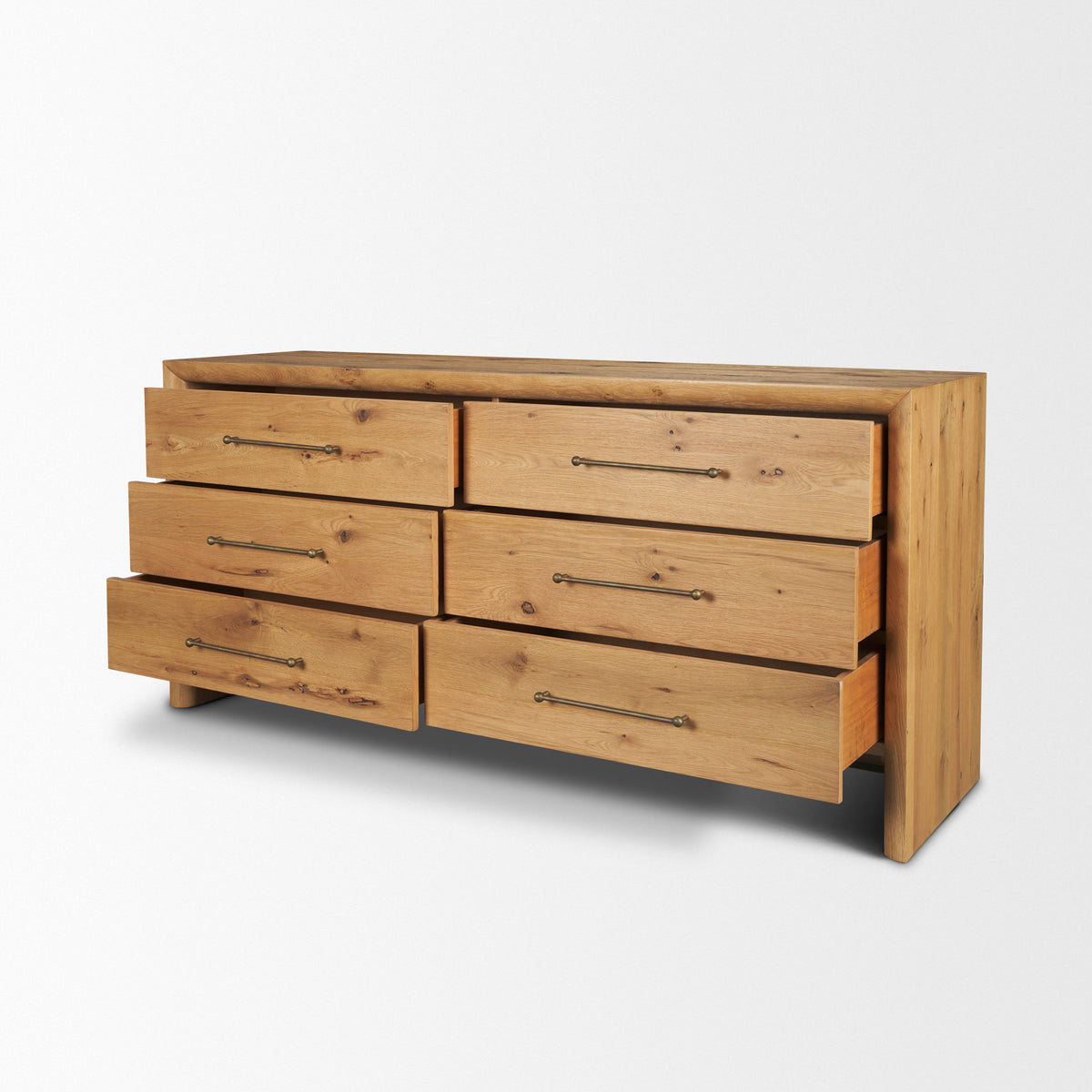 Belford 6-Drawer Light Brown Oak Wood Dresser-Dressers-DECOROLALA