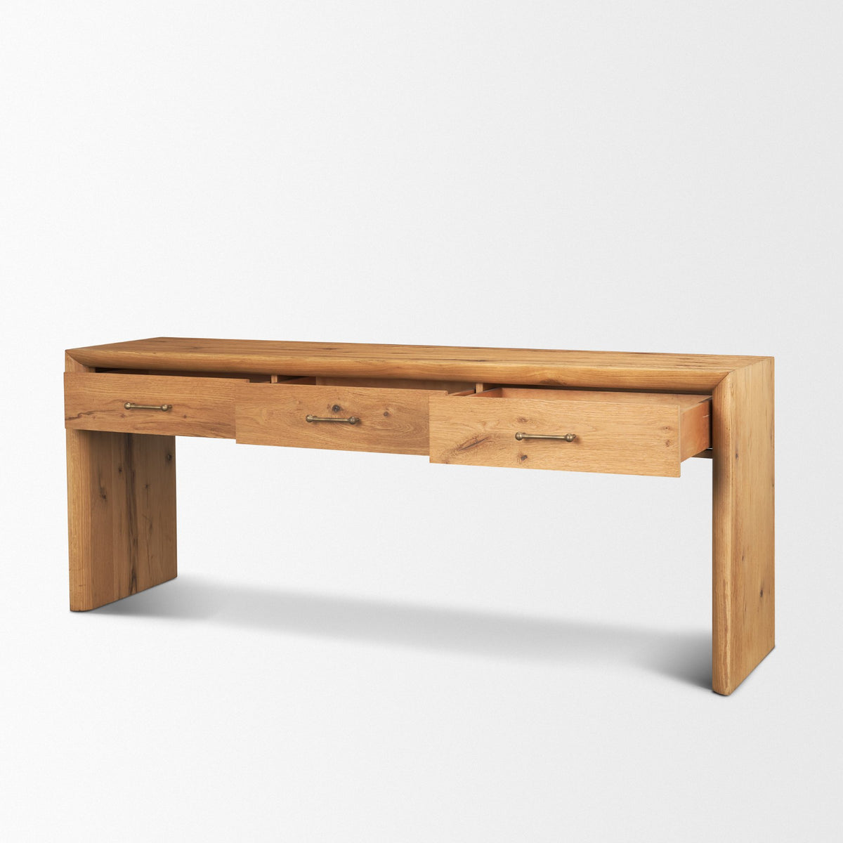 Belford 72" Light Brown Oak Wood Console Table-Console Tables-DECOROLALA