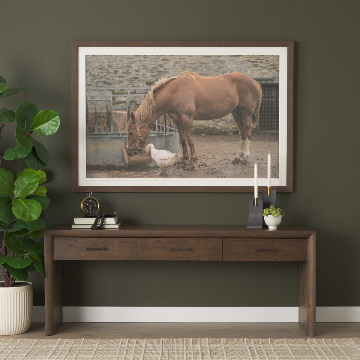 Belford 72" Light Brown Oak Wood Console Table-Console Tables-DECOROLALA