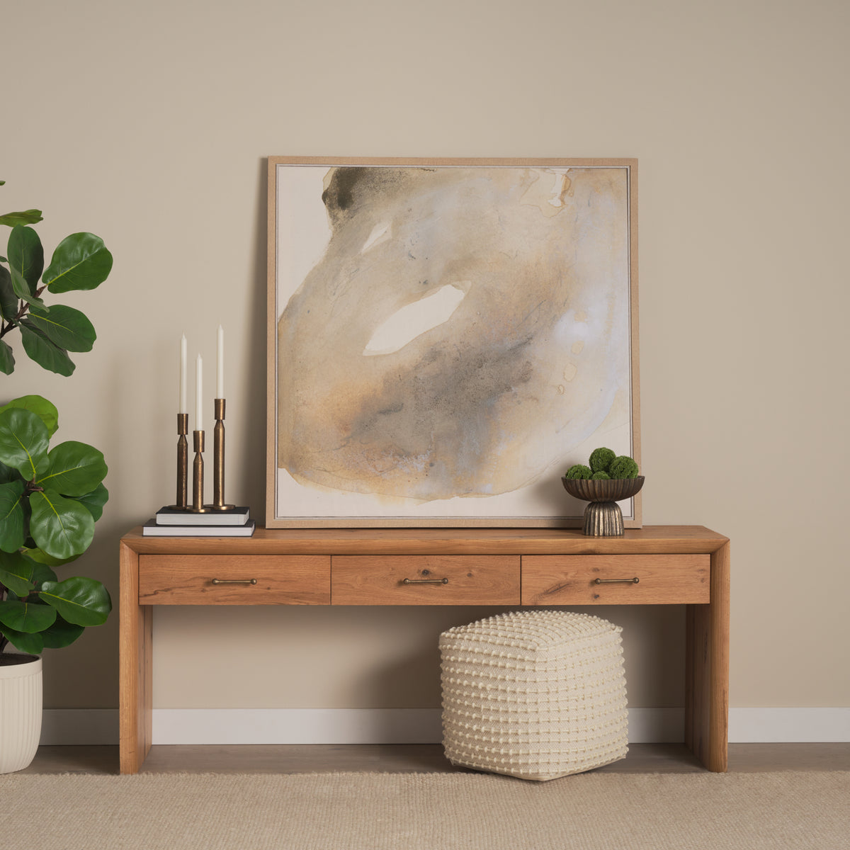 Belford 72" Light Brown Oak Wood Console Table-Console Tables-DECOROLALA