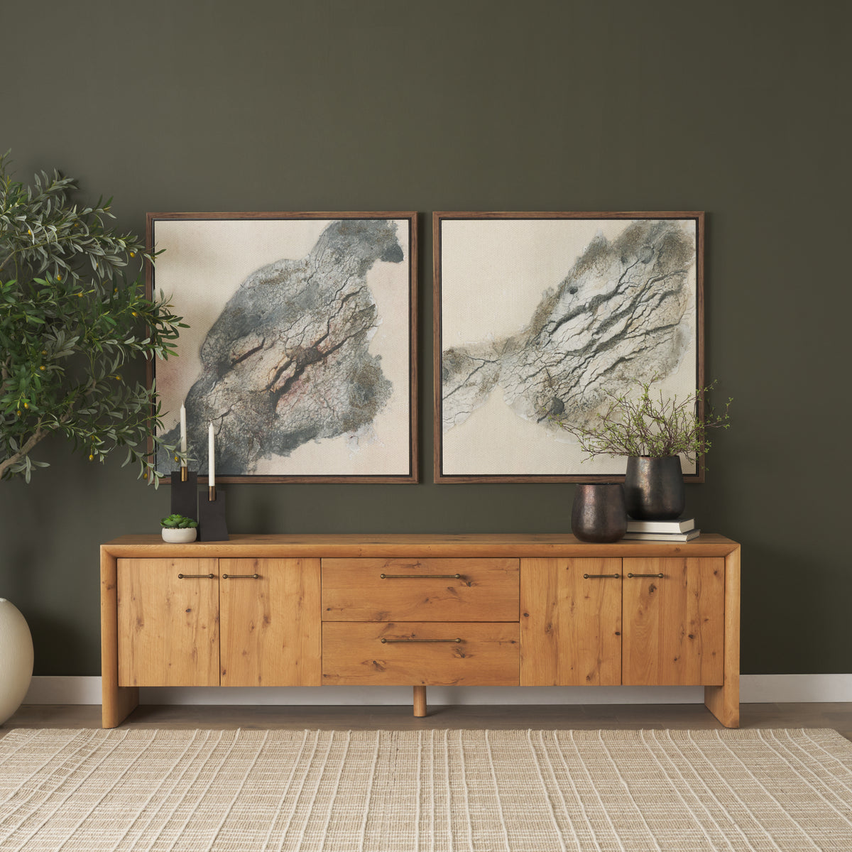 Belford 94" Dark Brown Oak Wood Media Console-Media Console-DECOROLALA