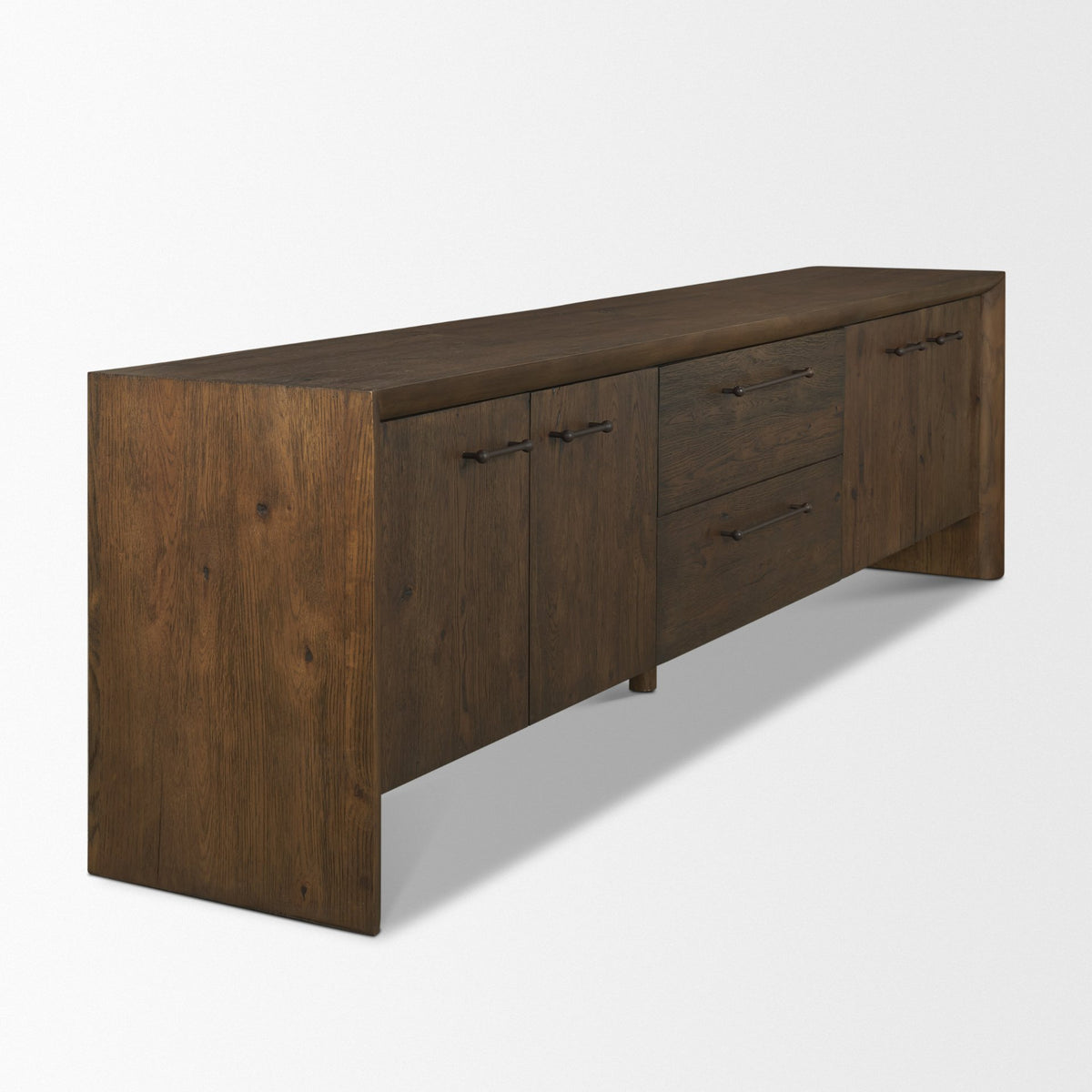 Belford Dark Brown Oak Wood Media Console-Media Consoles-DECOROLALA